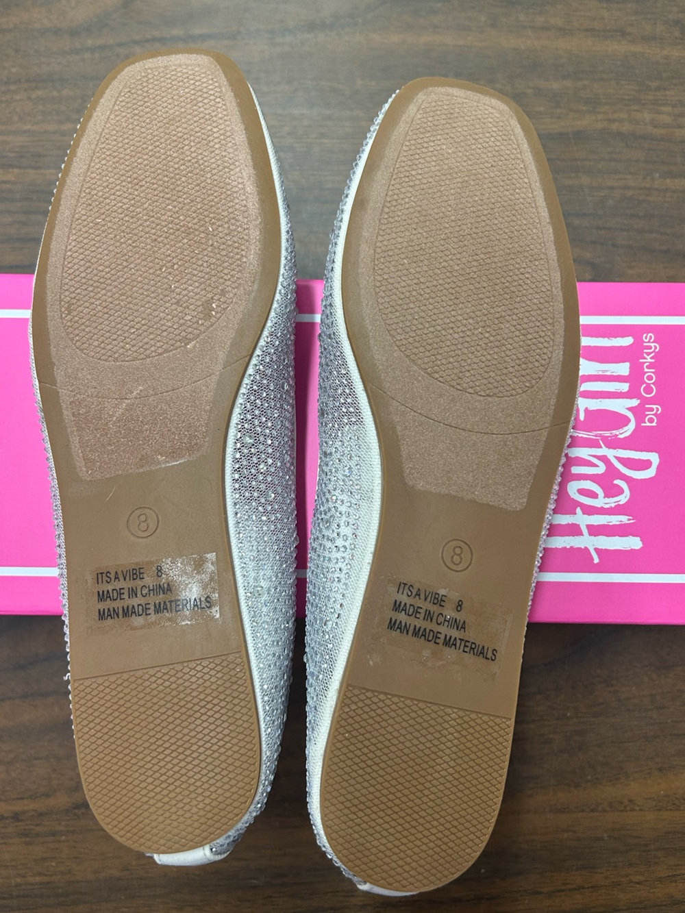New Corkys It's a Vibe Rhinestone Embellished White Ballet Flat in White Sz 8 - Picture 9 of 11